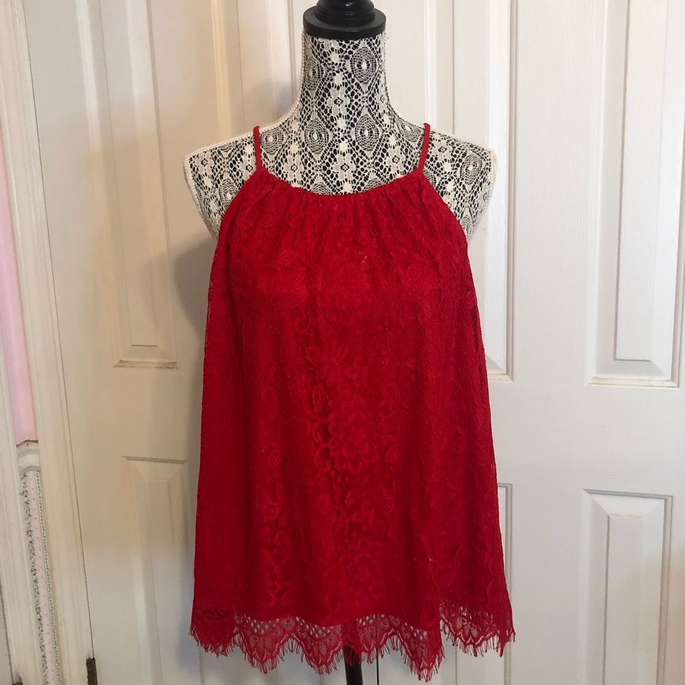 Red lace blouse